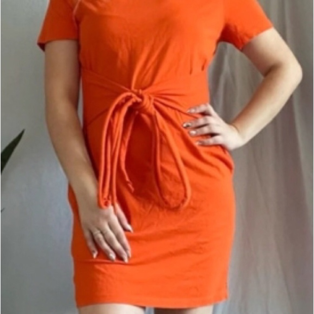 Orange Tie-Waist Dress